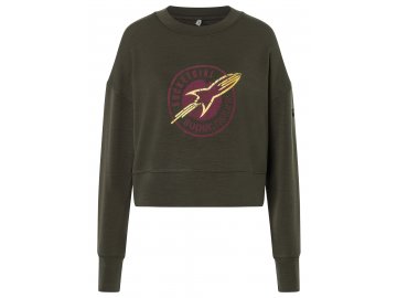 Dámská merino mikina ROCKET260 CREWNECK [sn] - Black Ink/Sangria/Gold