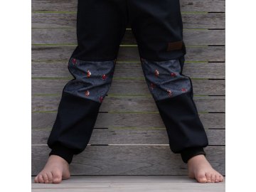 Dětské softshellové kalhoty Promaledobrodruhy bez zateplení black/grey