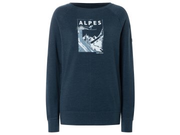 Dámská merino mikina W ALPES BRUSH LS [sn] - blueberry/flint stone/fresh white
