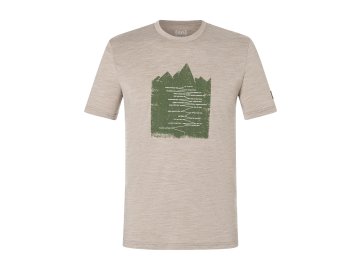 Pánské merino triko M MOUNTAIN TRAIL TEE [sn] - vintage khaki melange/chive/white stone melange