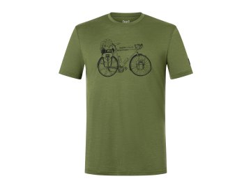 Pánské merino triko M WANDER WHEEL TEE [sn] - chive/jet black