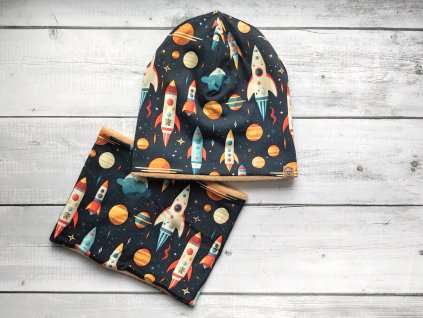 SET Čepice a nákrčník vesmír vel. 52