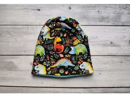 Čepice zateplená dinosauři