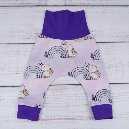 Baggy dětské Zajíček s Duhou, Levandule