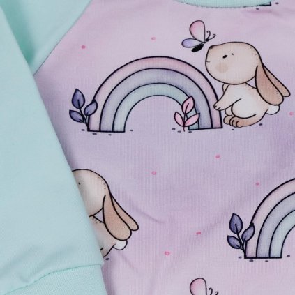 Mikinka Junior Zajíček s duhou, Mint