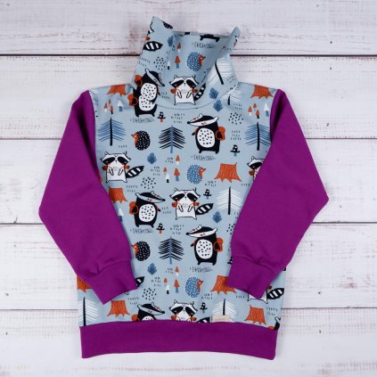 Mikinka Vysoký límec Jezevec, Fuchsie