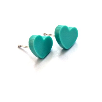 HEART MINI mint náušnice  náušnice srdíčka - mátově matná
