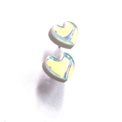 HEART mini UNICORN  náušnice holografické