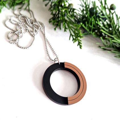 Náhrdelník FIFTY FIFTY black / copper pink černá / měděno-růžová