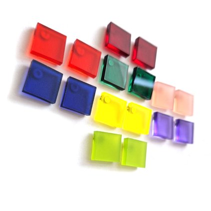 Basic SQUARE color  náušnice čtvercové (mix barev)