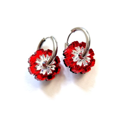 SWITCH IT mirror BLOSSOM red / silver  variabilní náušnice