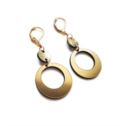 DOUBLE CIRCLES HANGING GOLD  visací náušnice zlaté