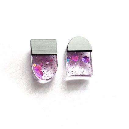 Sweets violet Half ellipse náušnice  náušnice průhledné / fialové