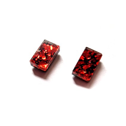 RED PASSION rectangle  náušnice červené třpytivé