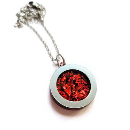 RED PASSION Inside circle LIMITED  náhrdelník červený třpytivý