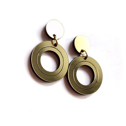 CIRCLE CUT HANGING gold visací náušnice zlaté