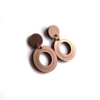 CIRCLE CUT HANGING copper pink  visací náušnice měděno-růžové
