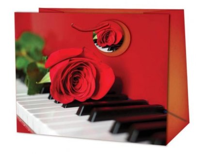 Dárková taška střední - Růže a klavír