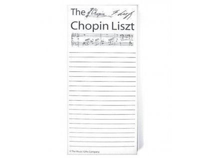 Zápisník Chopin Liszt (nákupní seznam)