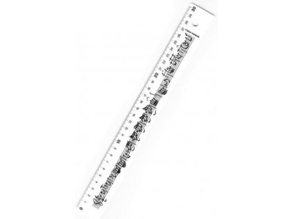 Pravítko - noty (bílé) 30cm