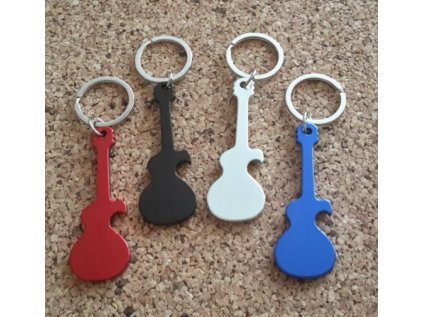 Přívěšek na klíče s otvírákem - kytara (modrá)