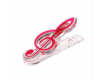 Klip - houslový klíč (červený)