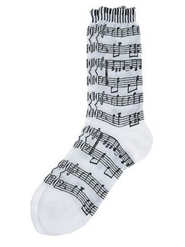 Ponožky - noty (bílé)