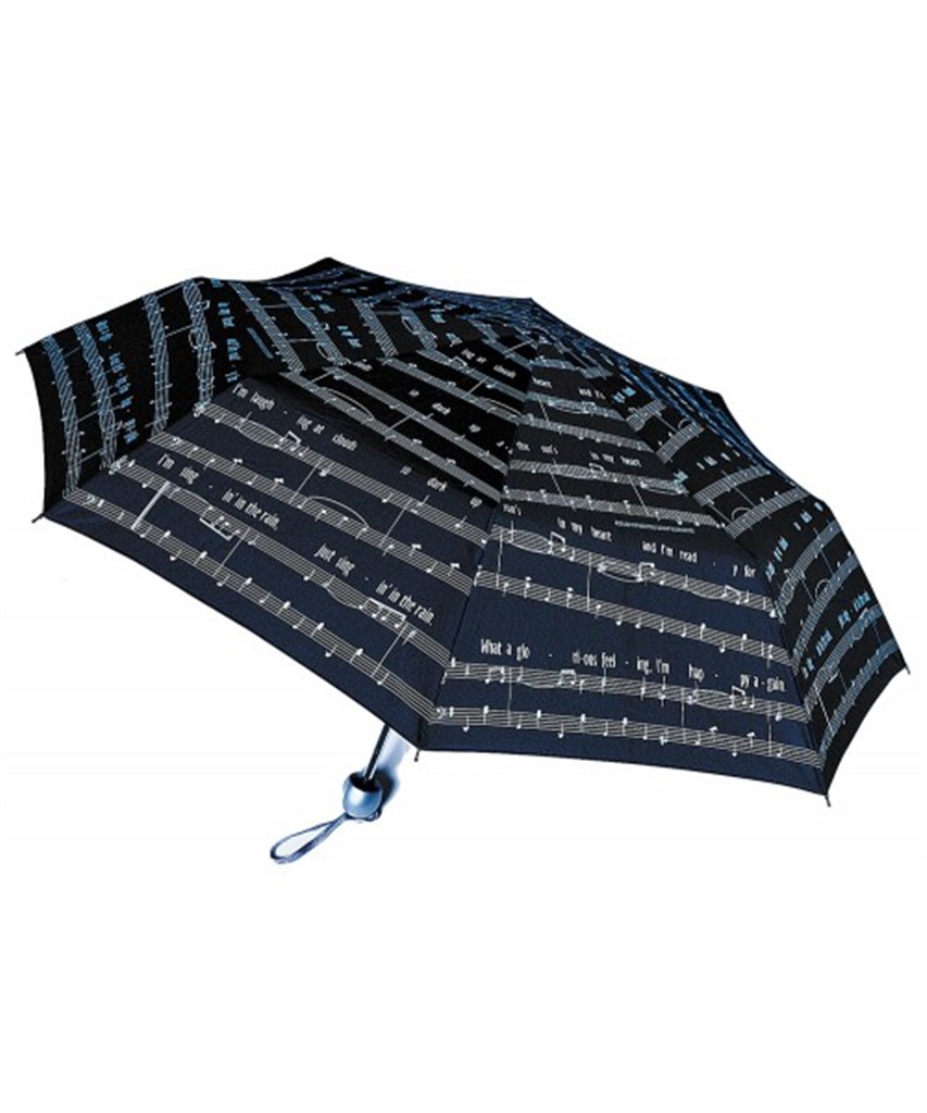 Deštník skládací - notový zápis (černý)
