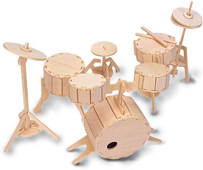 3D dřevěné puzzle - bicí souprava