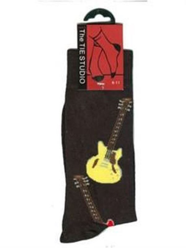 Ponožky - kytary (žlutá + červená)