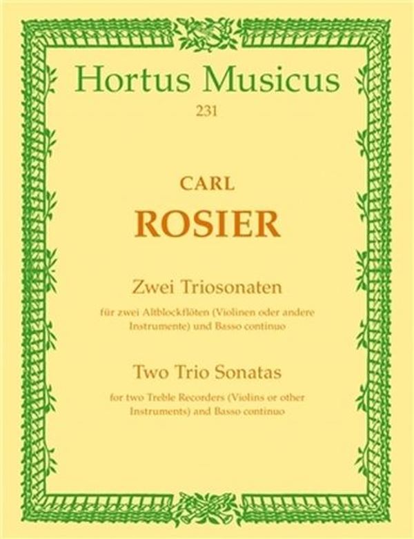 Dvě triové sonáty pro altovou zobcovou flétnu (housle nebo jiný