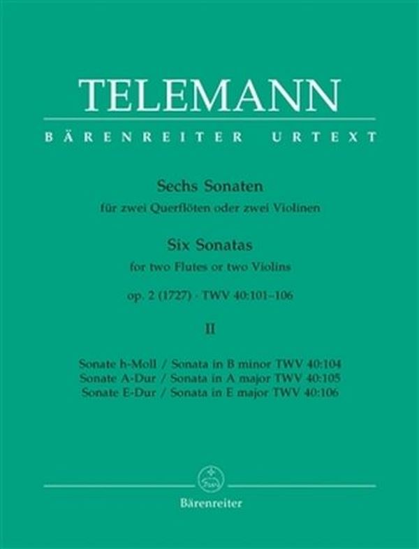 Šest sonát pro dvě příčné flétny (dvoje housle) op.2 - sešit 2