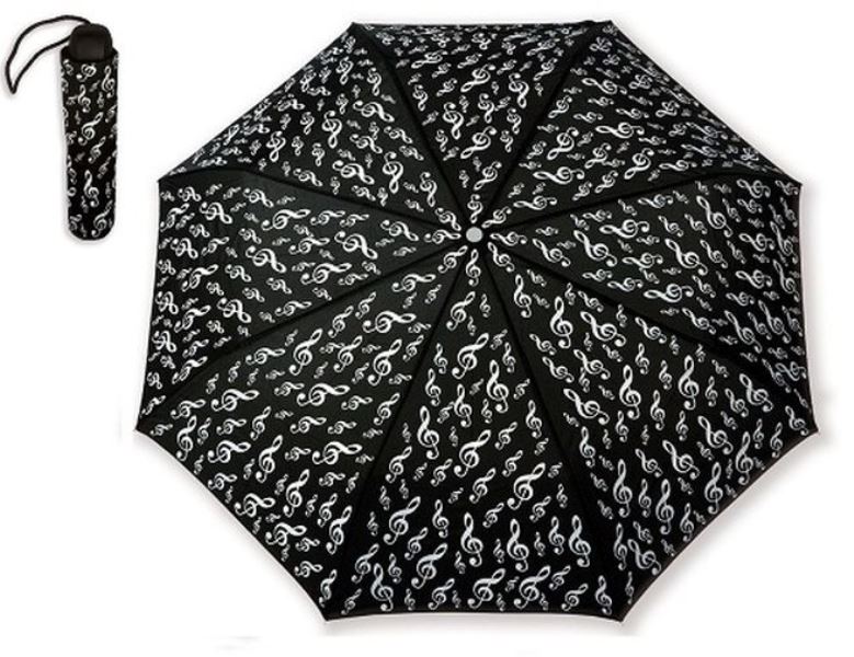 Deštník skládací - houslový klíč (černý)