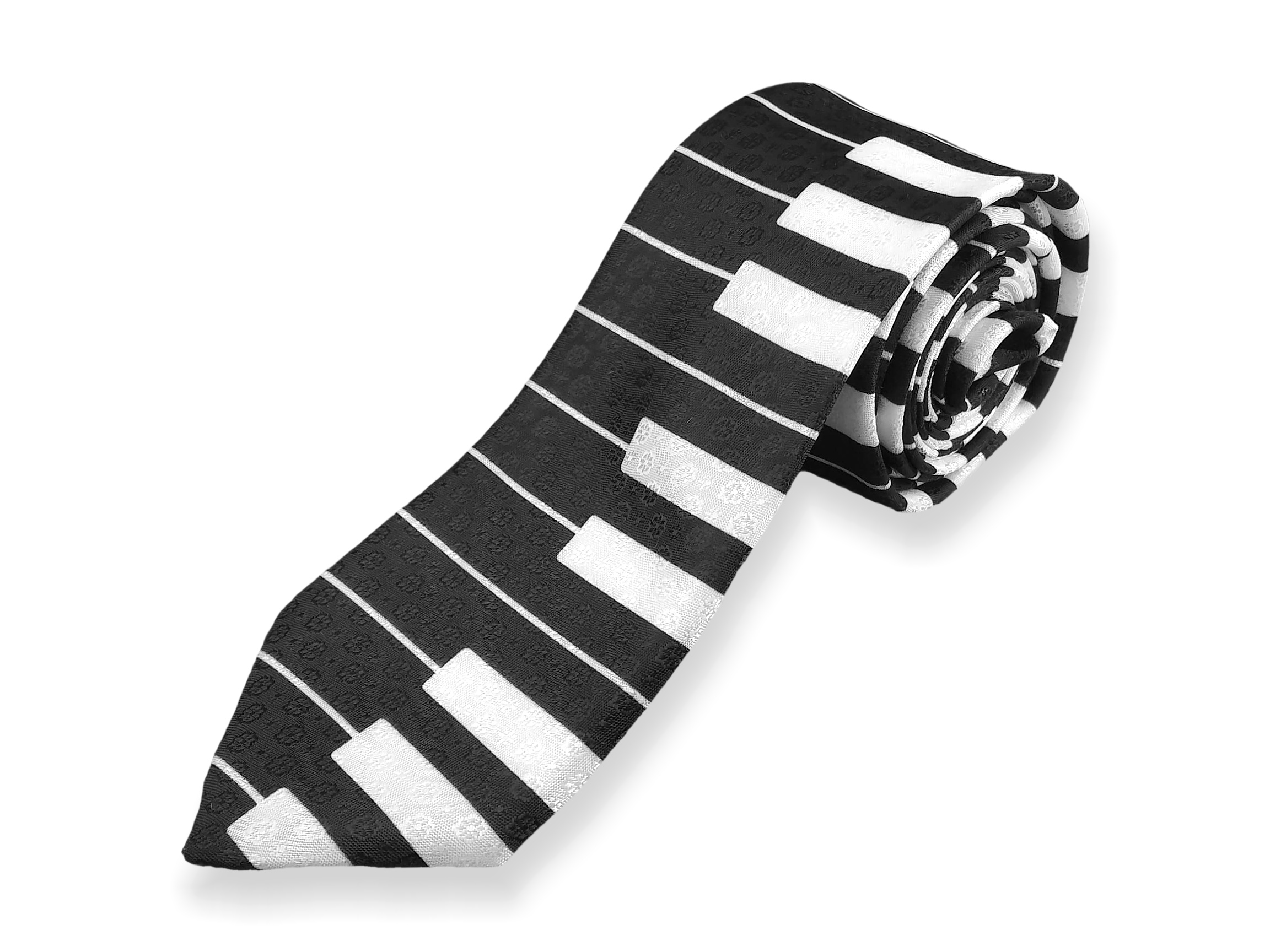 Kravata úzká – klaviatura (černá)