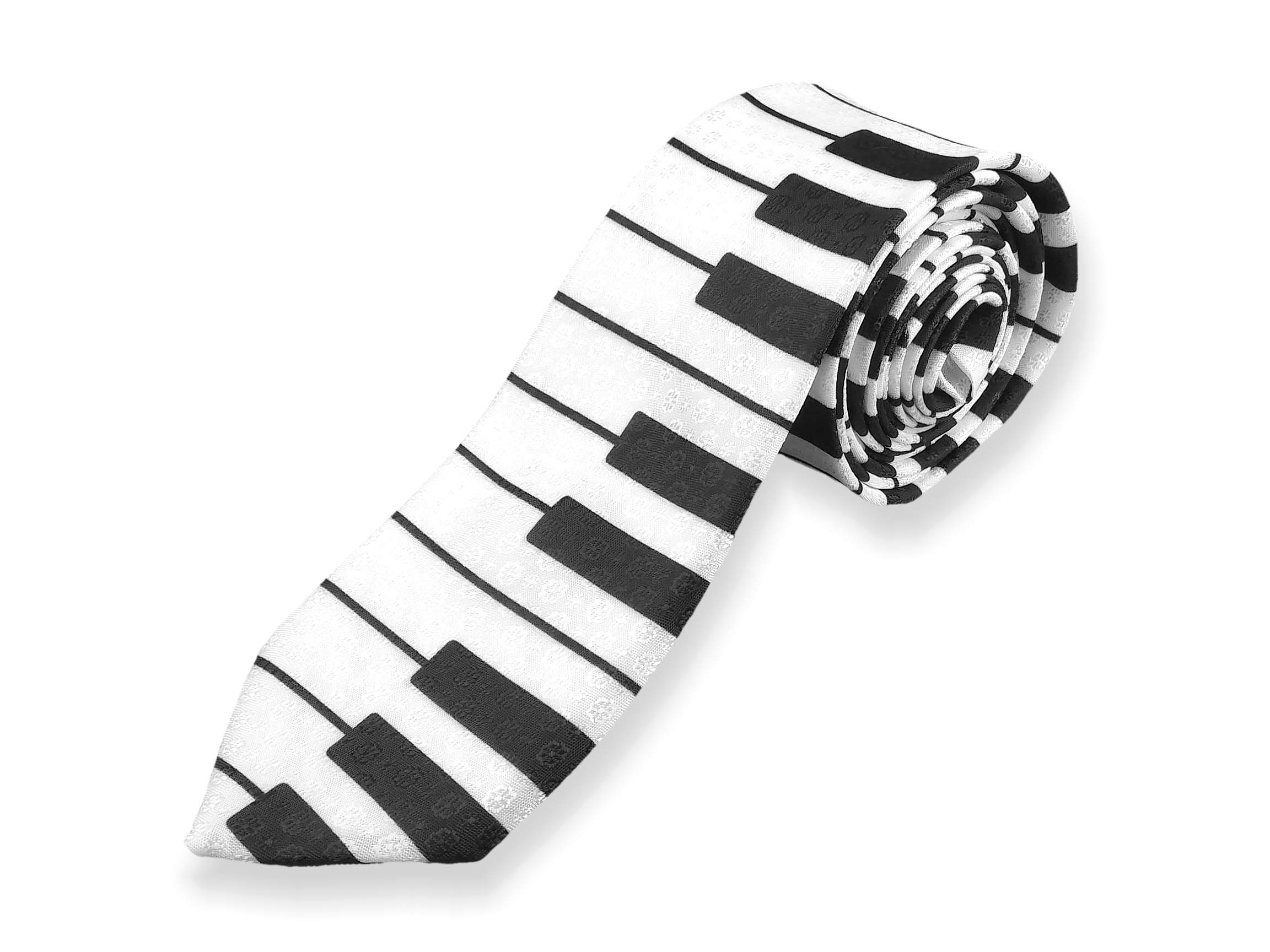Kravata úzká – klaviatura (bílá)