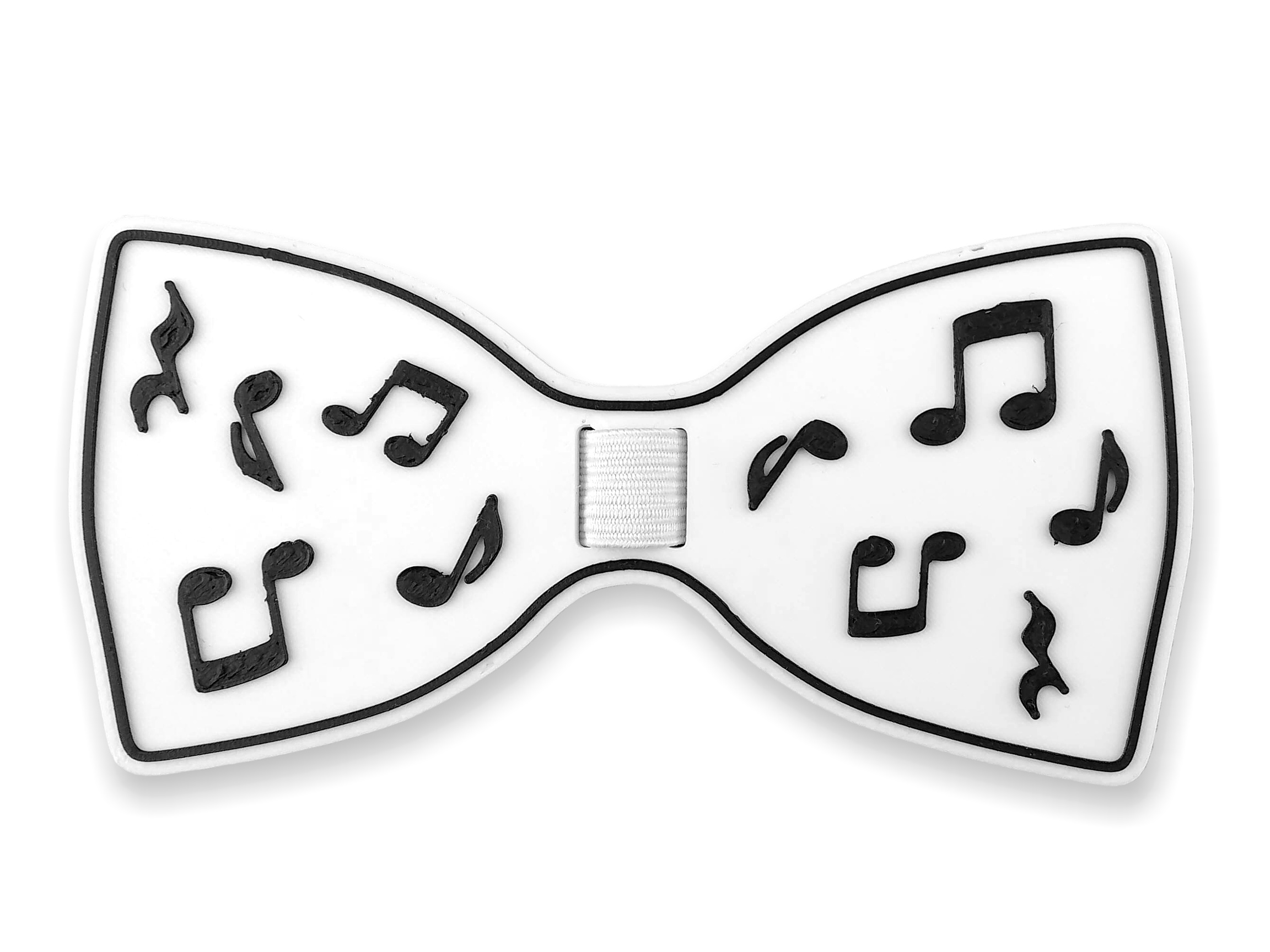 Motýlek (3D tisk) – hudební symboly (bílý)