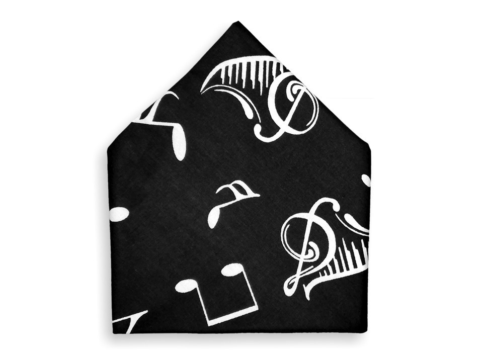 Šátek bavlněný – hudební symboly (černý)