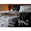Povlečení krepové 140x200 - Piano + noty (černé)