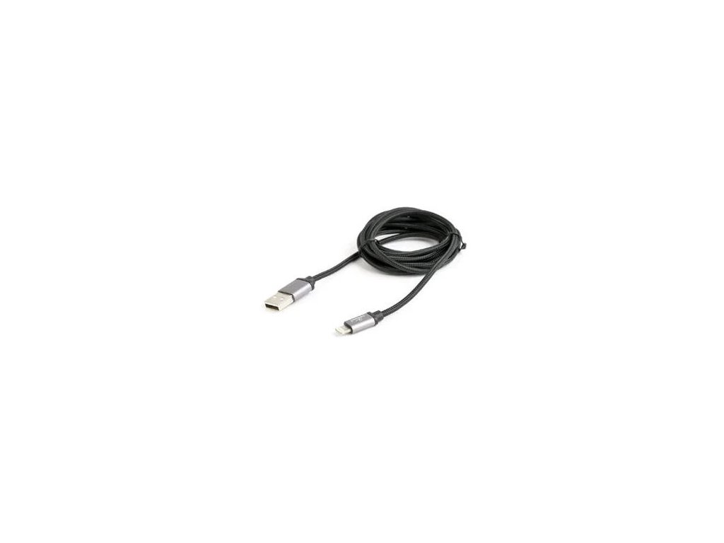 511433 cablexpert usb 2 0 lightning kabel ip5 a vyssi nabijaci a synchronizacny kabel opleteny 1 8 m cierny blister