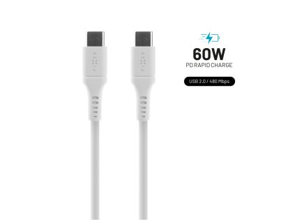 642710 nabijaci a datovy kabel fixed liquid silicone s konektormi usb c usb c a podporou pd 1 2 m usb 2 0 60 w biely