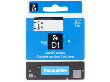 496353 printline kompatibilny paska s dymo 45013 s0720530 12mm 7m cierna tlac biela podklad d1 pltd09