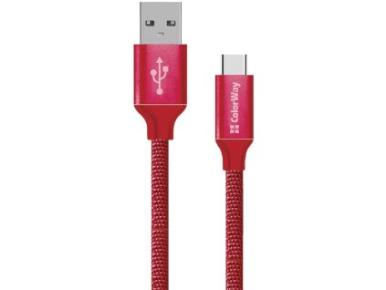 Kábel ColorWay USB-C 2 m 2,4 A, červený