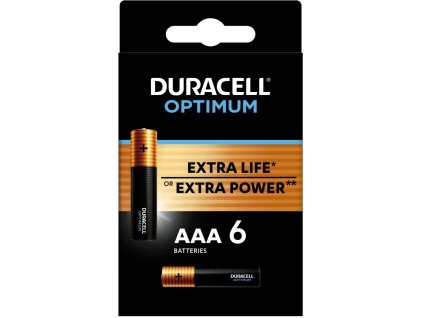Alkalické batérie Duracell Optimum, 6 ks (AAA)