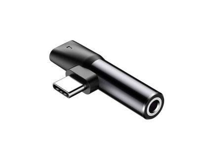 Audio rozdeľovač Baseus L41 s konektormi USB-C samec / USB-C samica / 3,5 mm Jack samica, čierny