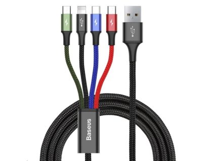 Baseus 4v1 Lightning 2* USB-C microUSB 3,5A 1,2 m, čierna
