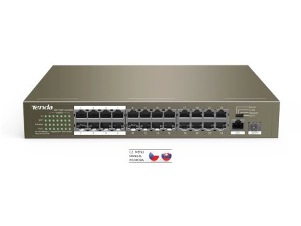 Tenda TEF1126P-24-250W PoE AF/AT switch - 24x PoE 100 Mbps 2x Uplink 1Gbps RJ45/SFP, PoE 225W