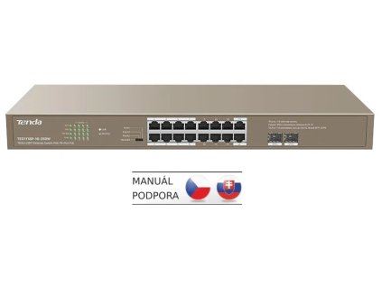 Tenda TEG1118P-16-250W PoE AT Gigabitový switch 16x 1Gb/s PoE 802.3af/at 2x SFP 1Gb/s, PoE 230W, Rack
