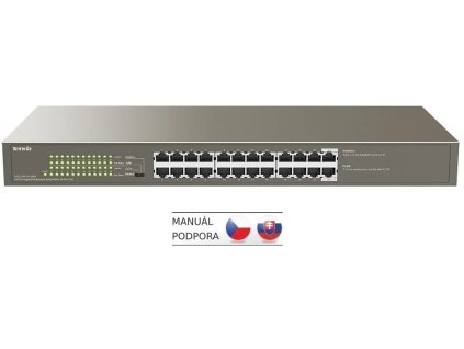 Tenda TEG1124P-24-250W PoE AT Gigabitový prepínač 24x 1Gbps s PoE 802.3af/at, PoE 225W, stojanová montáž, VLAN
