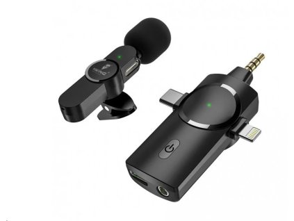 Bezdrôtový mikrofón Viking s klipom M360, USB-C / Lightning / 3,5 mm jack