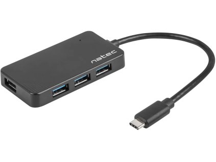 Natec Silkworm hub, USB-C 4x USB 3.0 HUB, čierny